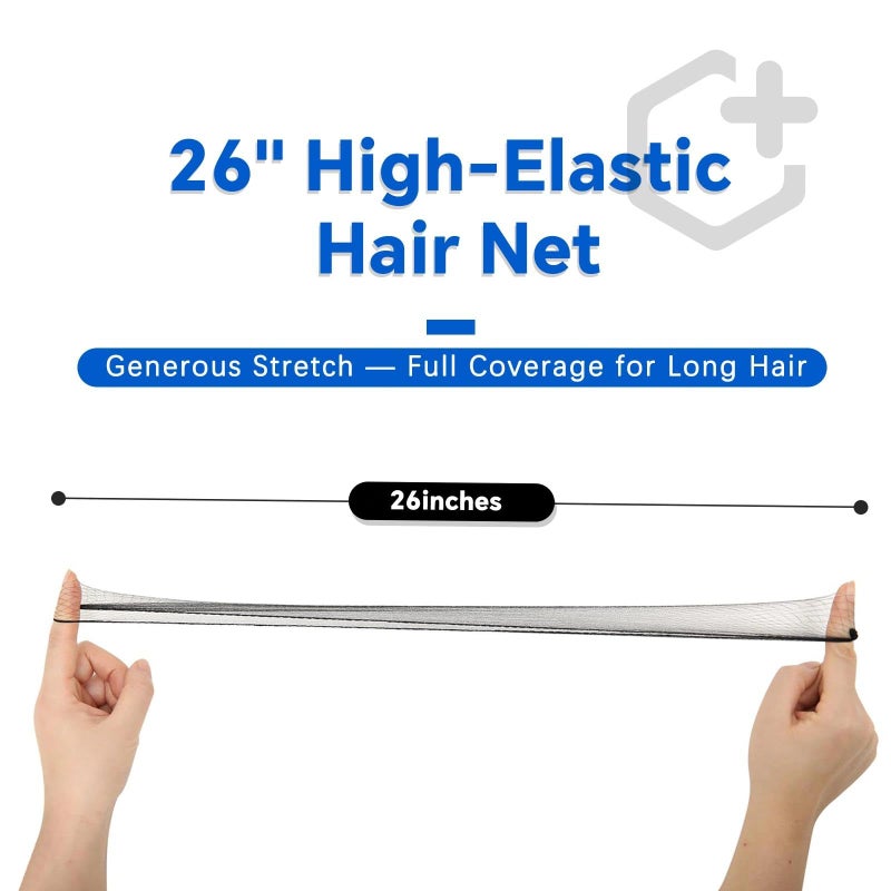 Smilco Hair Net 100 Pcs, Smilco 26 Inches Elasticity Invisible Elastic Mesh Wig Nets for Hair Bun Making Ballet Dancer Kitchen Food Serive (Black) - Image 4